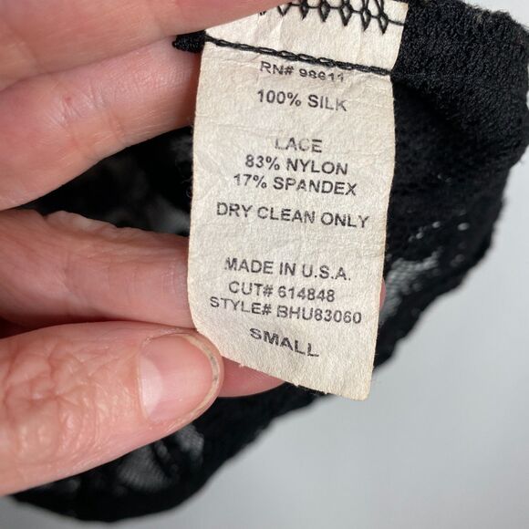 Vintage 100% Silk Animal Print and Floral Lace Top Racer-Back Made in USA Size S - Picture 8 of 11